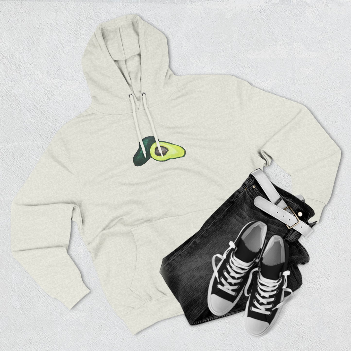 Split Avocado Art - Three-Panel Fleece Hoodie