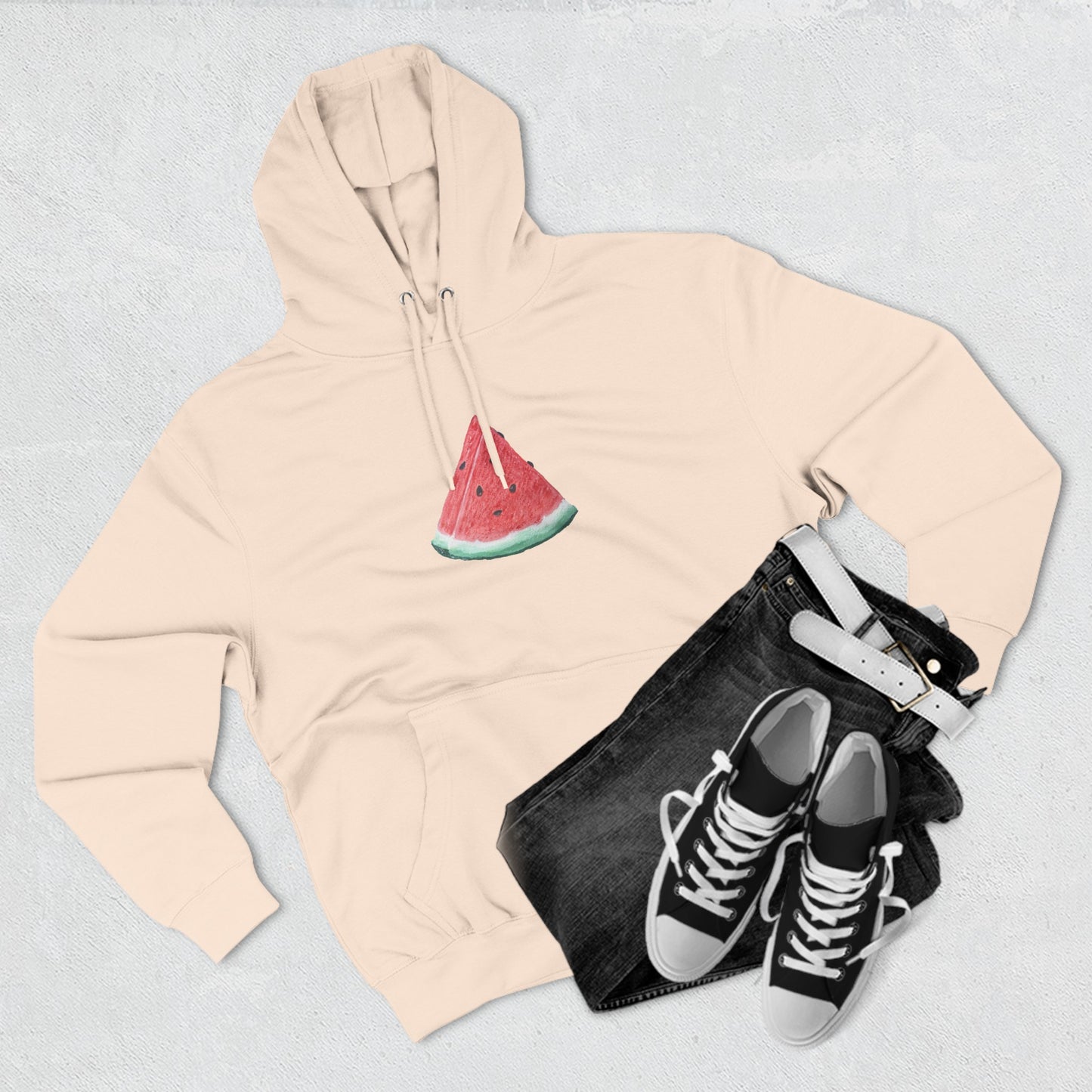 Watermelon Slice Art - Three-Panel Fleece Hoodie