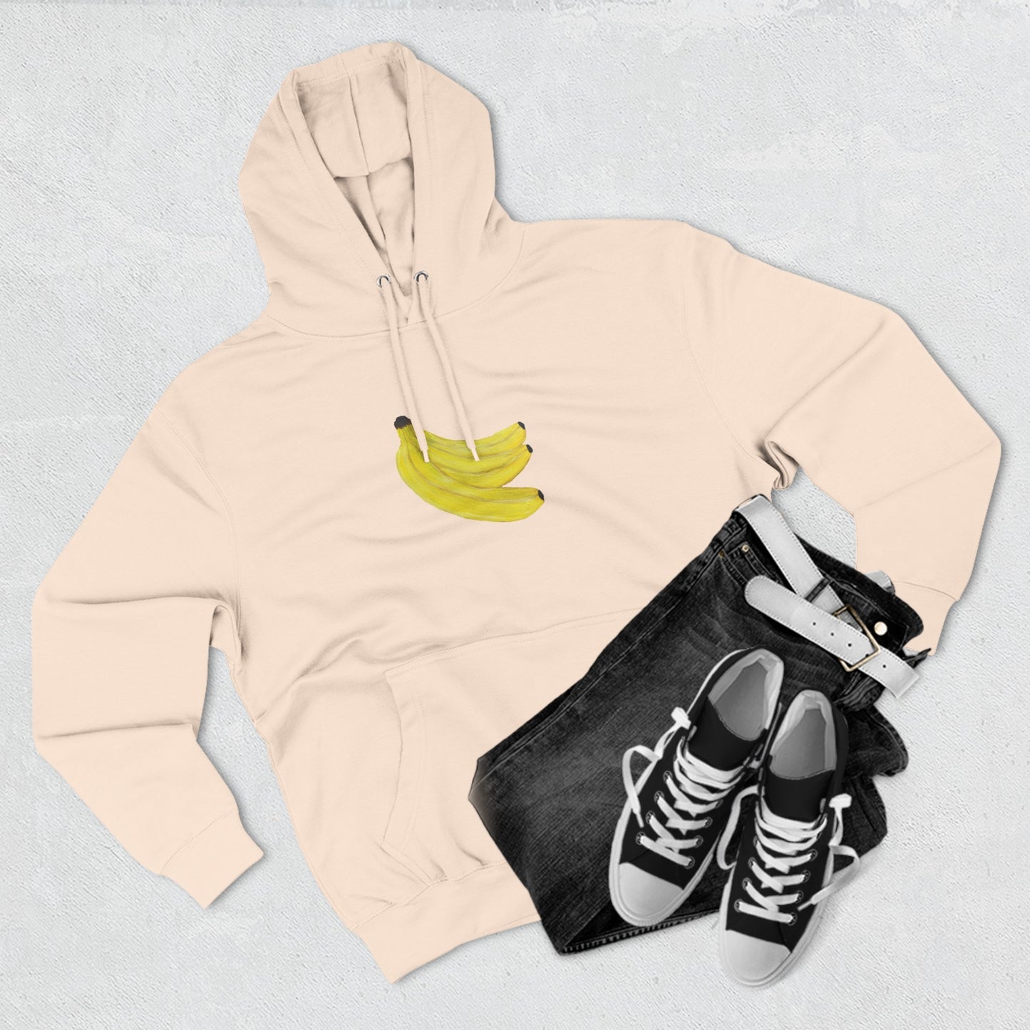 Grouped Bananas Art - Three-Panel Fleece Hoodie