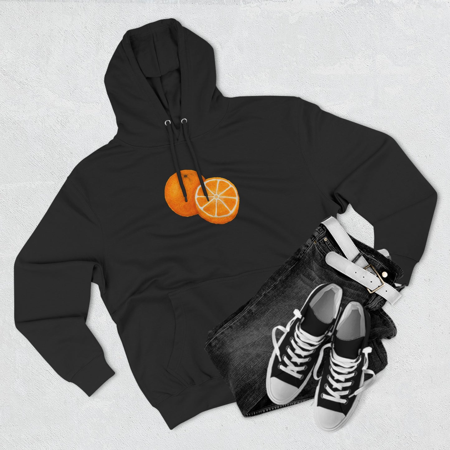 Tangy Orange Art - Three-Panel Fleece Hoodie