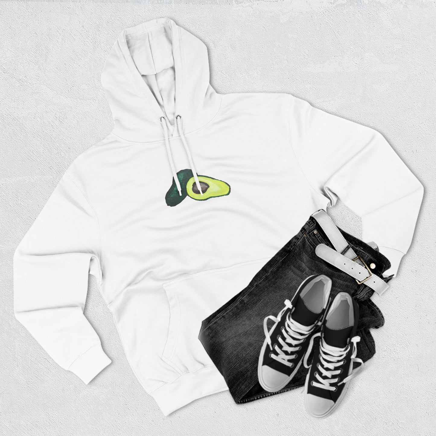 Split Avocado Art - Three-Panel Fleece Hoodie