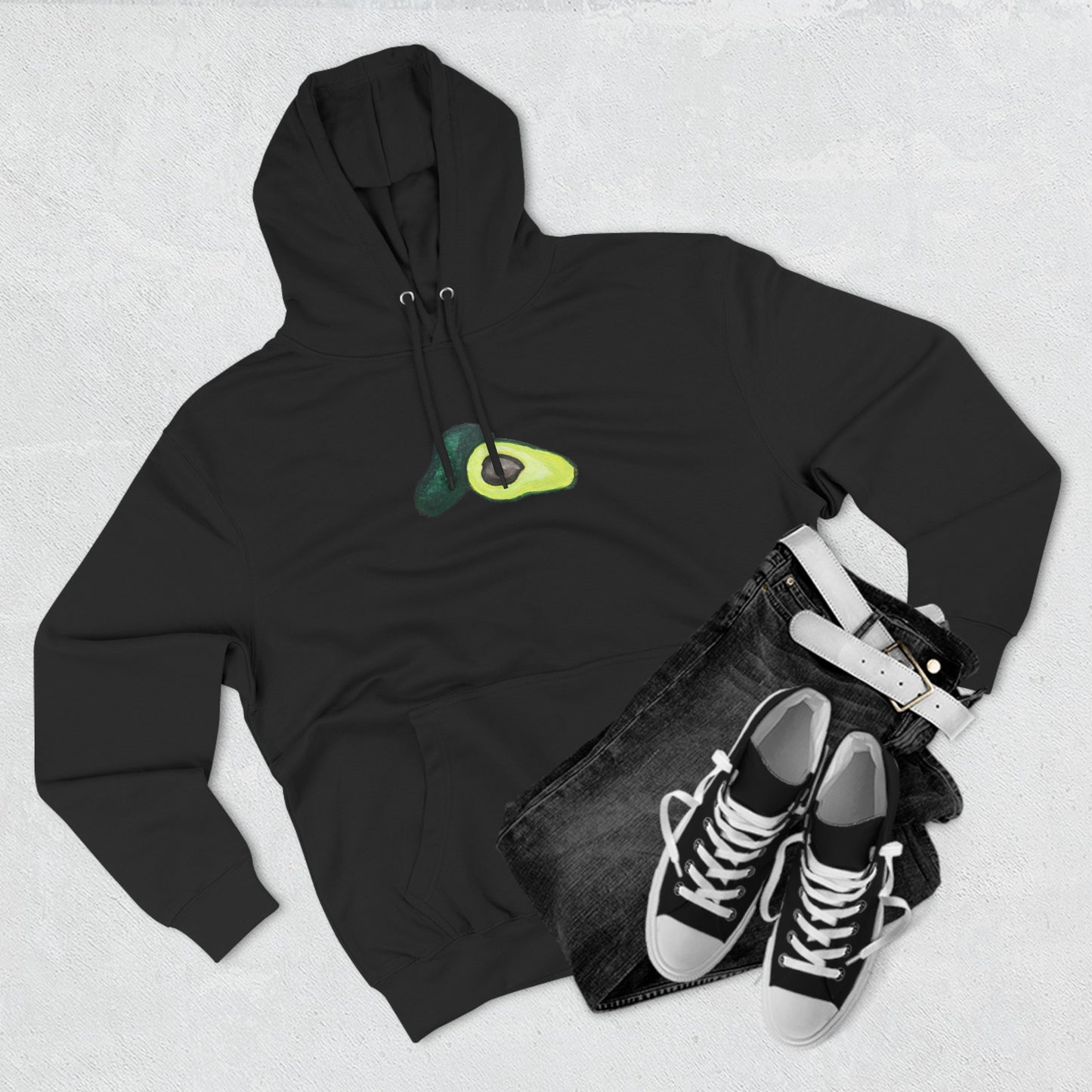 Split Avocado Art - Three-Panel Fleece Hoodie