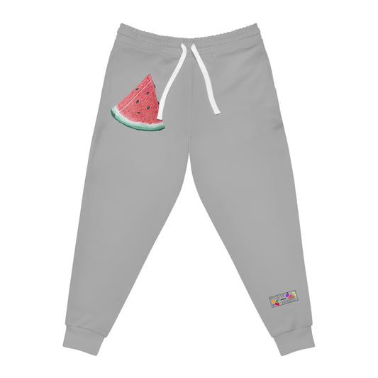 Watermelon Slice Art - Athletic Joggers - Grey