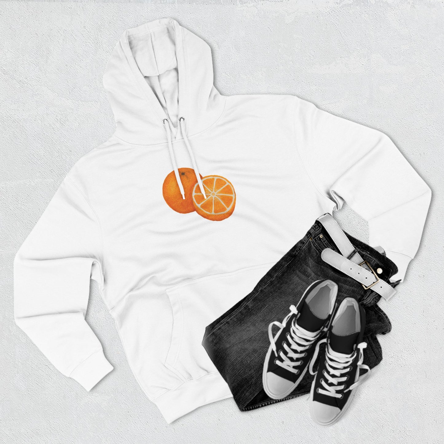 Tangy Orange Art - Three-Panel Fleece Hoodie