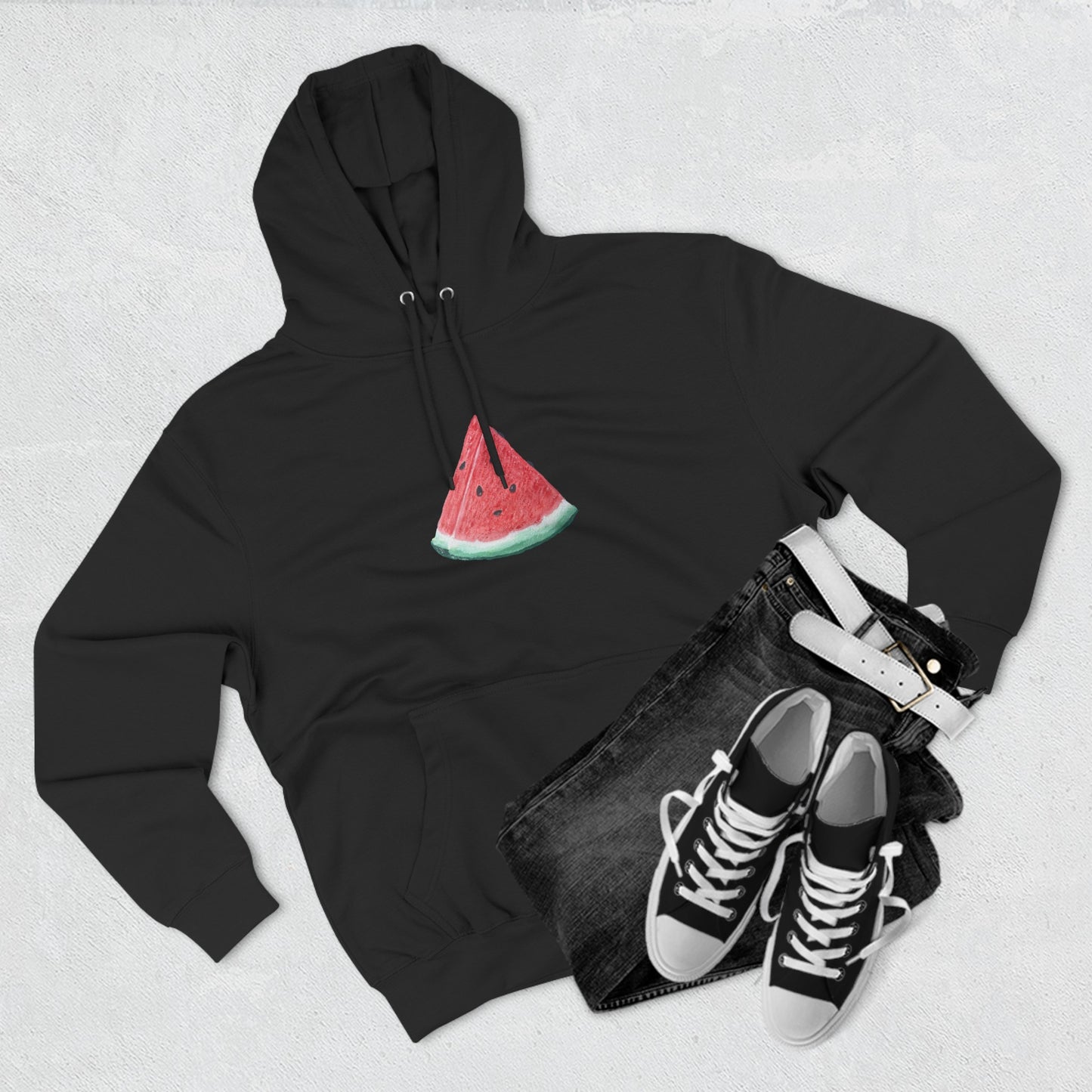 Watermelon Slice Art - Three-Panel Fleece Hoodie