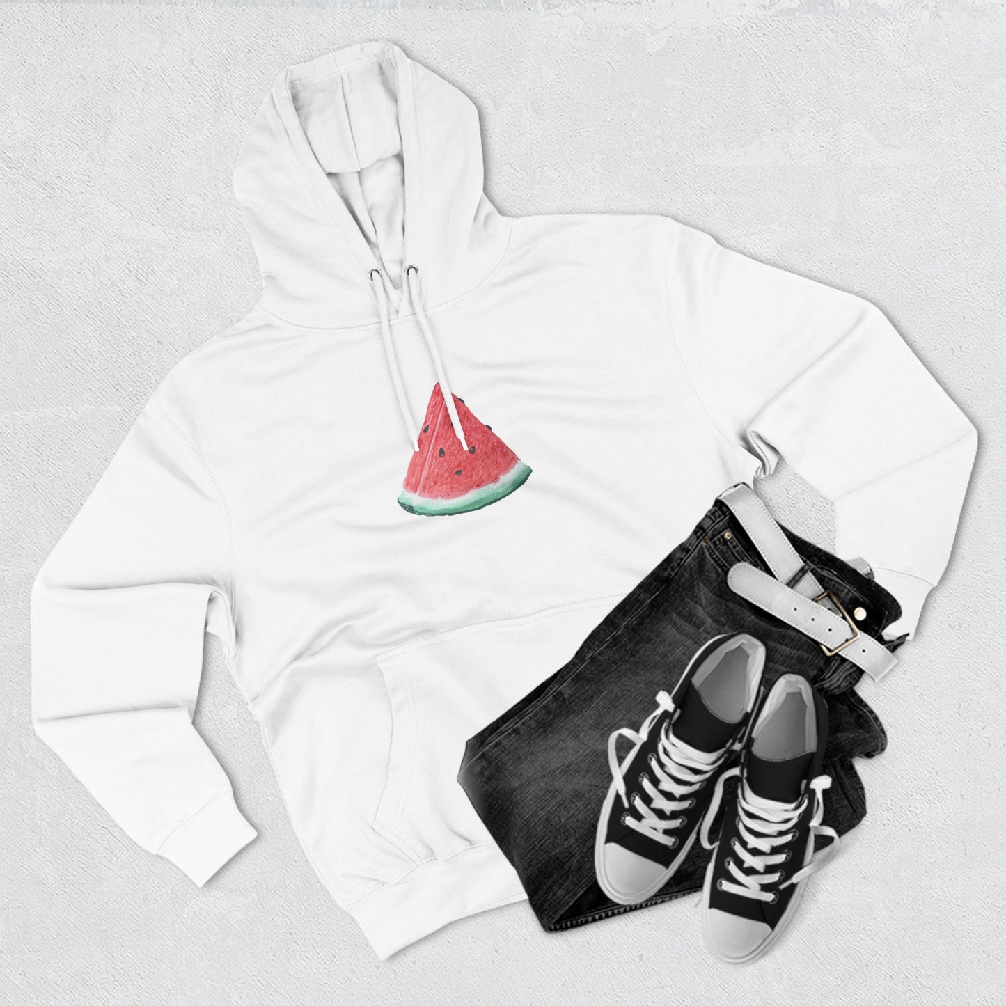 Watermelon Slice Art - Three-Panel Fleece Hoodie